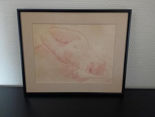 Ruglings naakt rood krijt, Antiek en Kunst, Kunst | Schilderijen | Klassiek, Ophalen of Verzenden