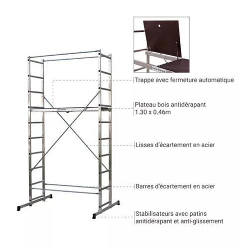 Huissteiger: hoogte 3,78 m. Maximaal werk, Doe-het-zelf en Bouw, Steigers, Gebruikt, Rolsteiger of Kamersteiger, 2 tot 5 meter