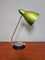 Vintage bureaulamp in groen en chroom gelakt metaal, Huis en Inrichting, Gebruikt, Vintage, Ophalen of Verzenden, Gloeilamp