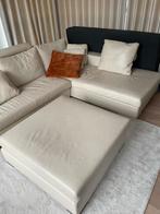 Beige lederen salon incl poef, Enlèvement, Utilisé, Modern
