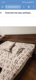 Bed met dressoir en zijkasten, Huis en Inrichting, Slaapkamer | Bedden, Ophalen, Gebruikt, Bruin, Tweepersoons