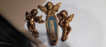 2 gouden engels + 1 engel met thermometer (54iv273/8) beschikbaar voor biedingen
