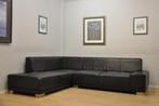 Beau salon CUIR 210x255cm noir carré moderne, Ophalen, Gebruikt, Leer