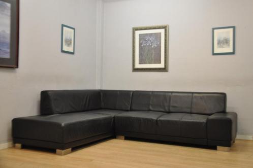 Beau salon CUIR 210x255cm noir carré moderne, Huis en Inrichting, Zetels | Complete zithoeken, Gebruikt, Leer, Ophalen
