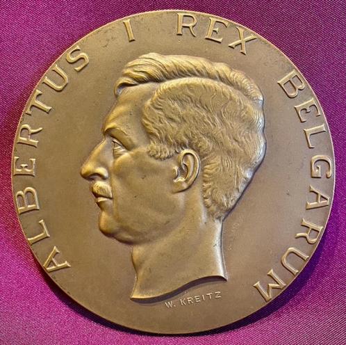 Bronzen medaille Koning Albert I., Postzegels en Munten, Penningen en Medailles, Brons, Ophalen of Verzenden