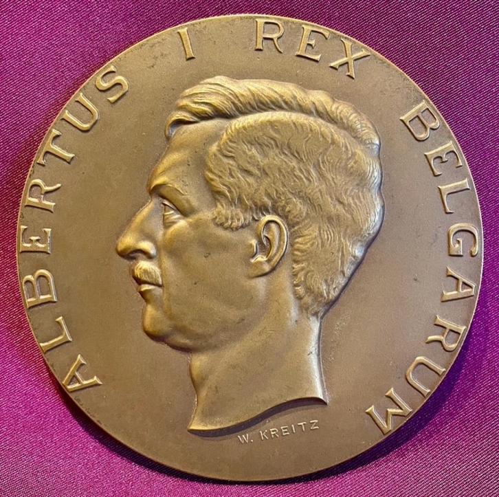 Bronzen medaille Koning Albert I., Postzegels en Munten, Penningen en Medailles, Brons, Ophalen of Verzenden