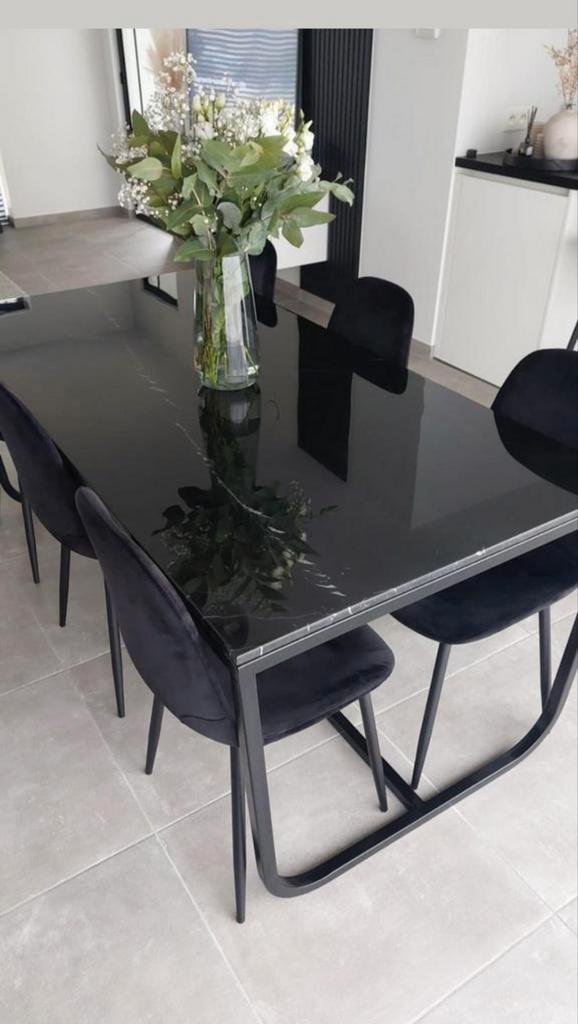 Zwart marmer eettafel 180 x 90 x 74cm
Metalen onderstel, Huis en Inrichting, Tafels | Eettafels, Zo goed als nieuw, Ophalen