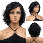 Damespruik kort zwart haar met krullen, Verzenden, Nieuw