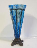 Vase art déco ancien André Delatte, base en fer forgé, 1920, Enlèvement ou Envoi
