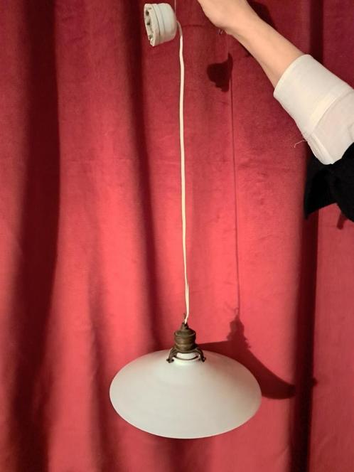 Opaline-suspensie, Huis en Inrichting, Lampen | Hanglampen, Gebruikt, Glas, Ophalen of Verzenden