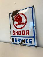 Skoda Service emaille reclamebord, Ophalen of Verzenden, Gebruikt, Reclamebord