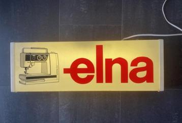 Boîte à lumière publicitaire vintage Elna-Machines à coudre 