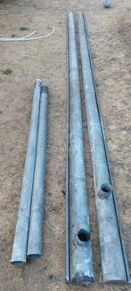 Dakgoot zink 2 stuks 5m lang, 15cm breed met afvoer en bocht, Ophalen, Gebruikt