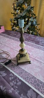 Vintage tafellamp met onyx en messing voet (beetje stuk), Ophalen