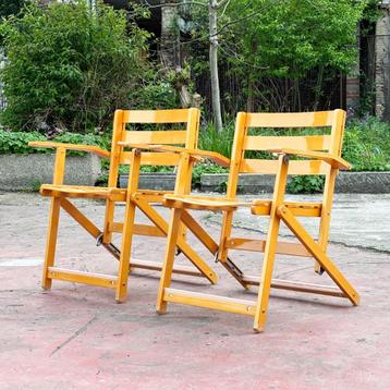 2 chaises pliantes vintage Fratelli Reguitti en frêne