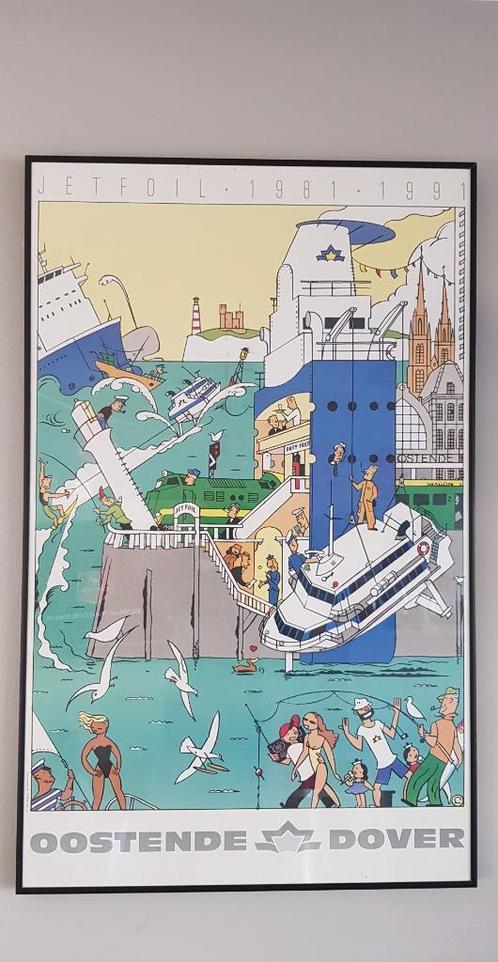 Jetfoil -1981-1991 - Oostende Dover poster, Verzamelen, Posters, Nieuw, Reclame, Deurposter of groter, Rechthoekig Staand, Ophalen of Verzenden