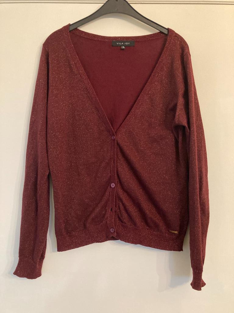 Bruin-bordeaux glitter gilet - Vila Joy - XL, Bruin, Maat 46/48 (XL) of groter, Ophalen of Verzenden, Zo goed als nieuw