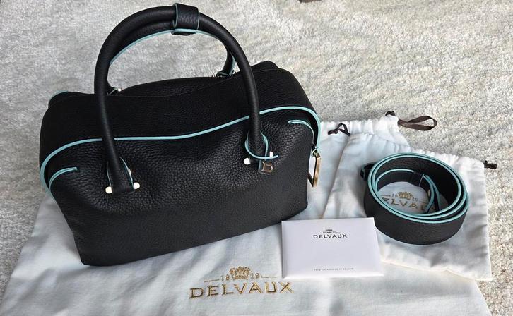 Delvaux Le cool box MM (nieuw) Zwart / Turqoise, Handtassen en Accessoires, Tassen | Damestassen, Handtas, Ophalen