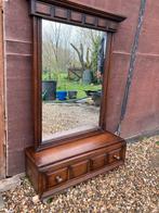 Houten spiegel met handschoenenjastje, Antiek en Kunst, Ophalen, Minder dan 100 cm