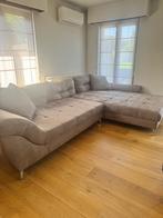 Hoekzetel in taupe microvezel – modern & ruim, Huis en Inrichting, Zetels | Zetels, Ophalen, Gebruikt, Hoekbank, 300 cm of meer