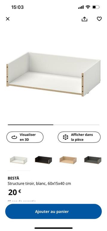 Structure tiroir blanc Besta IKEA 