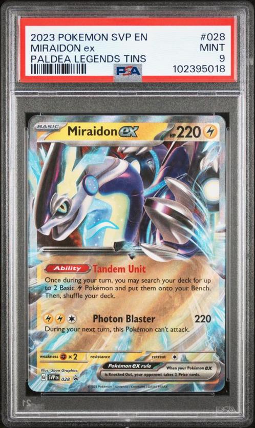 Miraidon ex #28 Pokemon Promo | PSA 9 |, Hobby en Vrije tijd, Verzamelkaartspellen | Pokémon, Zo goed als nieuw, Losse kaart, Ophalen of Verzenden