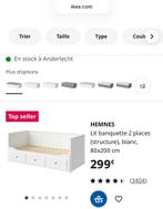 Lit IKEA HEMNES, Huis en Inrichting, Slaapkamer | Bedden, Ophalen, Eenpersoons, Wit, Zo goed als nieuw