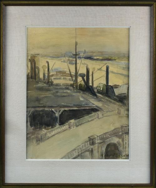 Karel de Posson (1889 - 1960) - Kaai Antwerpen, Antiek en Kunst, Kunst | Schilderijen | Klassiek, Ophalen of Verzenden