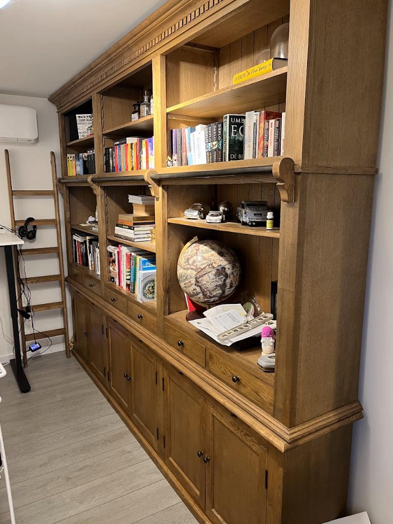 Cradley bureau + bibliotheekkast met ladder (massief eik), Huis en Inrichting, Kasten | Boekenkasten, Zo goed als nieuw, 200 cm of meer