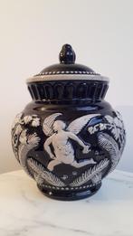 Pot en faïence avec couvercle/humidificateur bleu cobalt, Antiquités & Art, Enlèvement ou Envoi