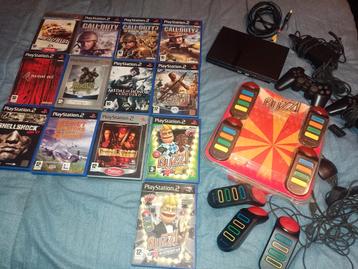Te koop PS2-gameconsole met 13 games en nieuwe zoemer beschikbaar voor biedingen