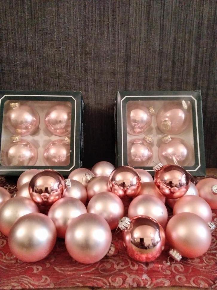 Lot roze kerstballen, Diversen, Kerst, Gebruikt, Verzenden