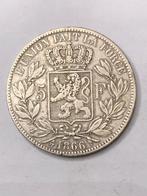 Munt zilver België 5 FR Leop II jaartal 1866 ZONDER PUNT, Postzegels en Munten, Zilver, Ophalen of Verzenden, Losse munt, Zilver