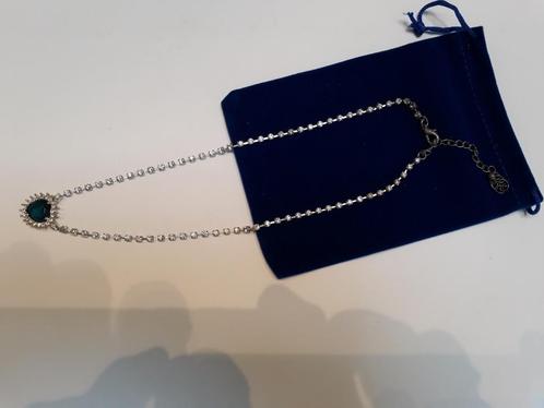 Valentijnsdag - Titanic Ocean Heart Necklace, Handtassen en Accessoires, Kettingen, Zo goed als nieuw, Overige materialen, Zilver