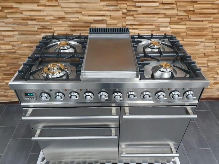 🔥Luxe Boretti Quadra Fornuis 100cm RVS  3 ovens ! Frytop, Elektronische apparatuur, Fornuizen, Zo goed als nieuw, Vrijstaand