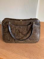 Vintage handtas en portemonnee in krokodillen leer, Handtassen en Accessoires, Tassen | Damestassen, Ophalen, Gebruikt, Bruin