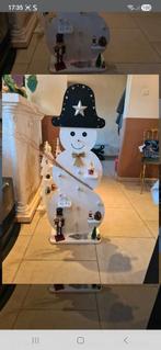 Lichtgevende houten sneeuwpop met dennenster, Diversen, Ophalen