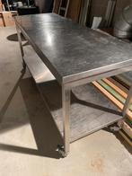 Rvs inox tafel met wielen, Zakelijke goederen, Ophalen, Gebruikt, Inox Meubilair