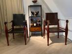 Authentic Models Bridle Leather Campaign Chair, Ophalen, Twee, Bruin, Clasiek