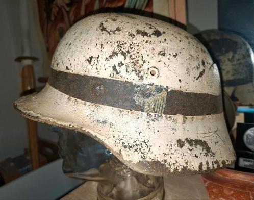 Duitse M40 D wintercamo combat helm., Verzamelen, Militaria | Tweede Wereldoorlog, Ophalen of Verzenden