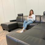 GRATIS LEVERING HEEL BE Mooi Echt Leer Zwart U-Bankstel, Huis en Inrichting, Zetels | Zetels, Hoekbank, 300 cm of meer, Leer, Ophalen of Verzenden