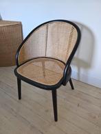 MAISONS DU MONDE - FAUTEUIL BOIS NOIR + ROTIN BEIGE - 45% !, Ophalen, Zo goed als nieuw, Riet of Rotan