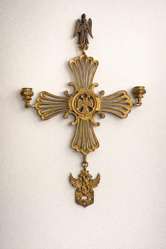 Groot Vintage Wandkruis met Kandelaars, Antiek en Kunst, Antiek | Kandelaars, Ophalen