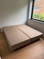 Bruine boxspring met houten poten, Huis en Inrichting, Slaapkamer | Boxsprings, Ophalen, Gebruikt, 90 cm, Modern strak