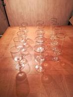 14 glazen met zilveren rand voor wijn en cava, Ophalen of Verzenden, Gebruikt, Glas, Overige typen
