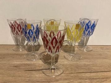 6 kleine vintage Reims glazen wijnglazen uit de jaren 70 beschikbaar voor biedingen