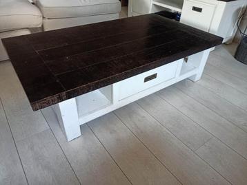 grote salontafel met schuif en opbergvakken 140 x 80 cm beschikbaar voor biedingen