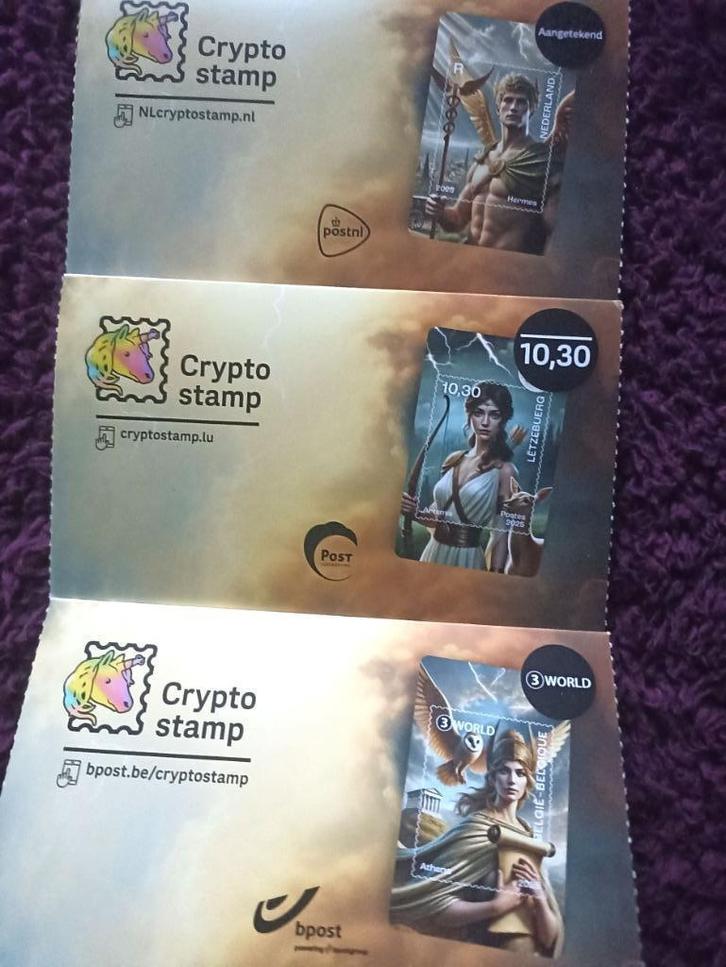 Cryptostamp 2025 - BE LU NL - Athena Artemis Hermes - Groen, Postzegels en Munten, Postzegels | Thematische zegels, Postfris, Ophalen of Verzenden