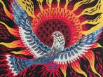 Belle textile vintage - L'oiseau de feu - années 60/70, Enlèvement ou Envoi