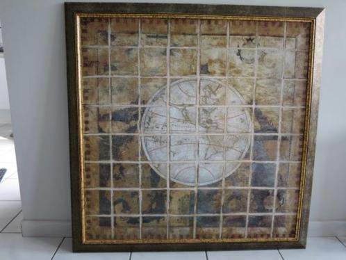 Decoratiekader -  oude wereldkaart, Huis en Inrichting, Woonaccessoires | Schilderijen, Tekeningen en Foto's, Zo goed als nieuw